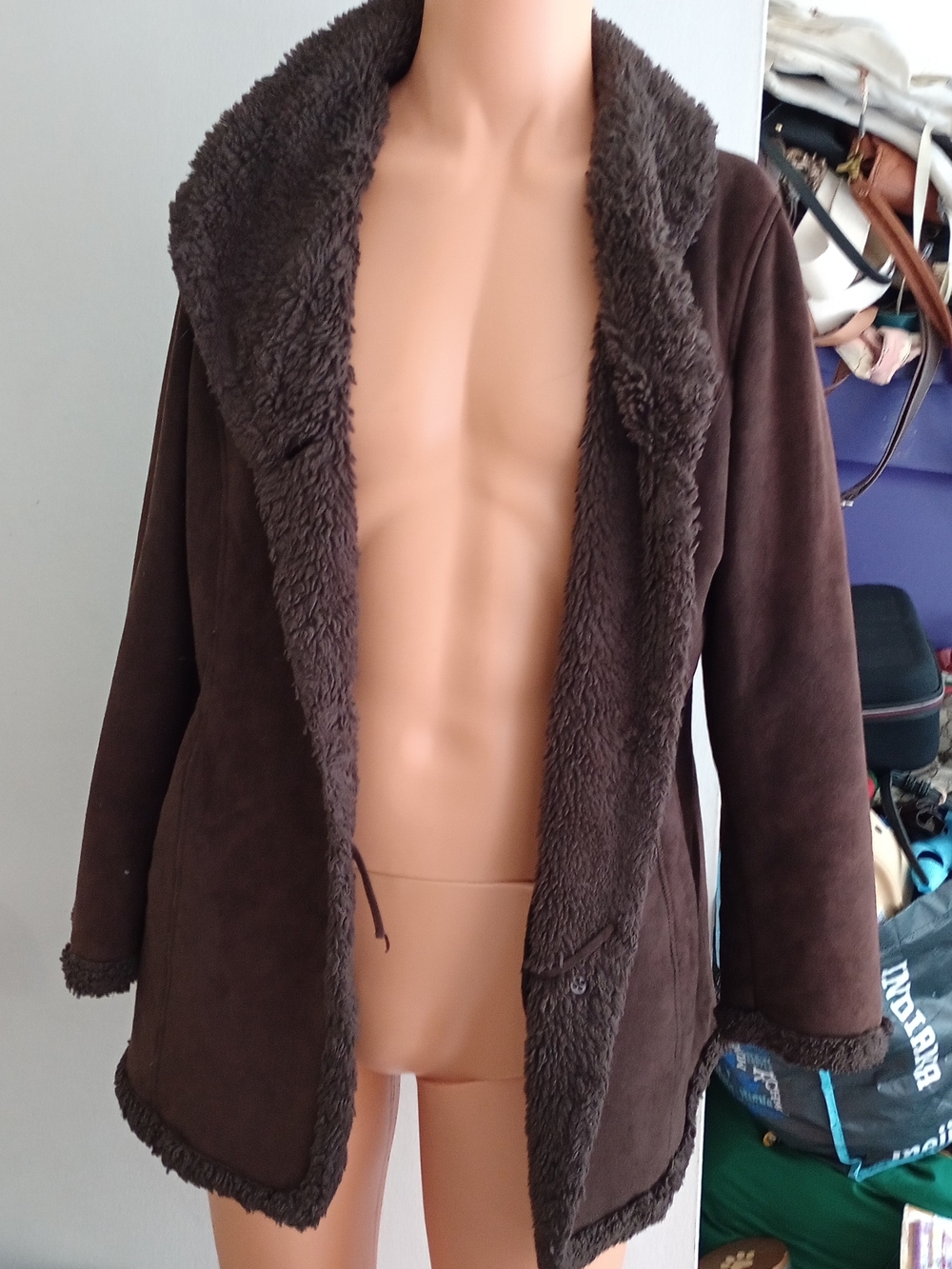 Jones New York Dark Brown Faux Shearling Coat